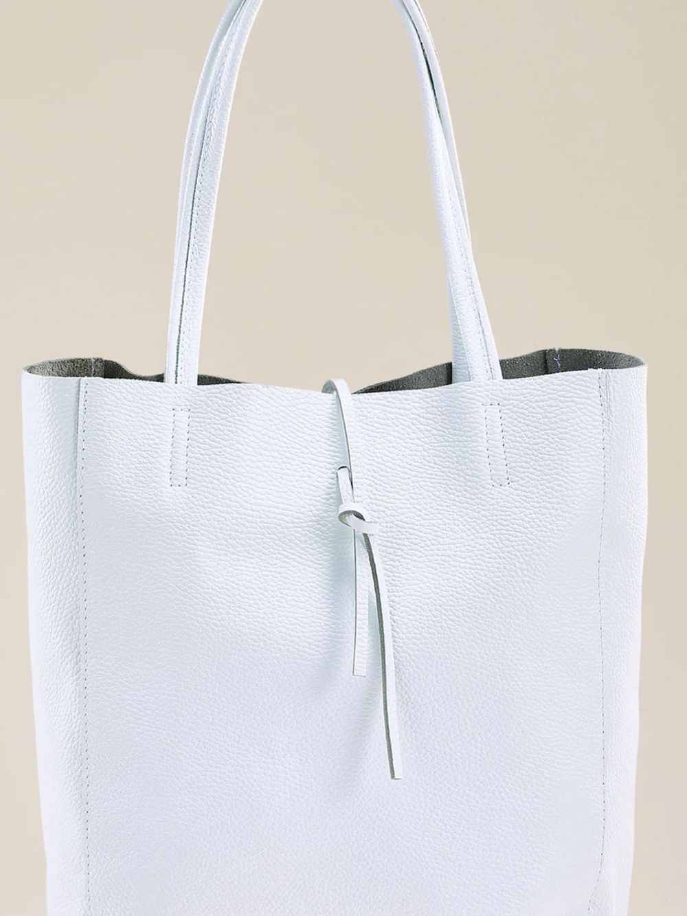 Marlon White Italian Leather Tote Bag